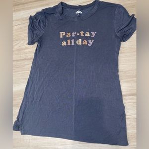 Grey “par-Tay all day” glitter shirt